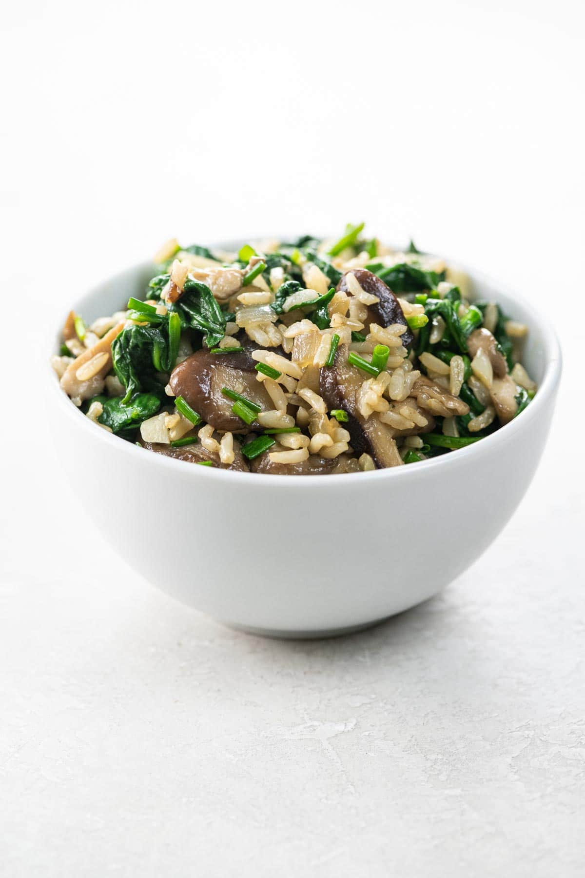 Spinach and mushroom rice bowl